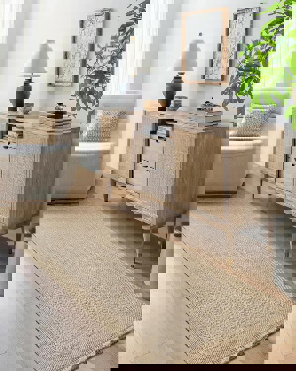 Livabliss Mirage-Cottage Tan Beige Fringe In- & Outdoor Jute-Look Rug