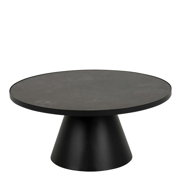 Wyld Haus Hamburg Round Black Ceramic Coffee Table Steel Pillar Base