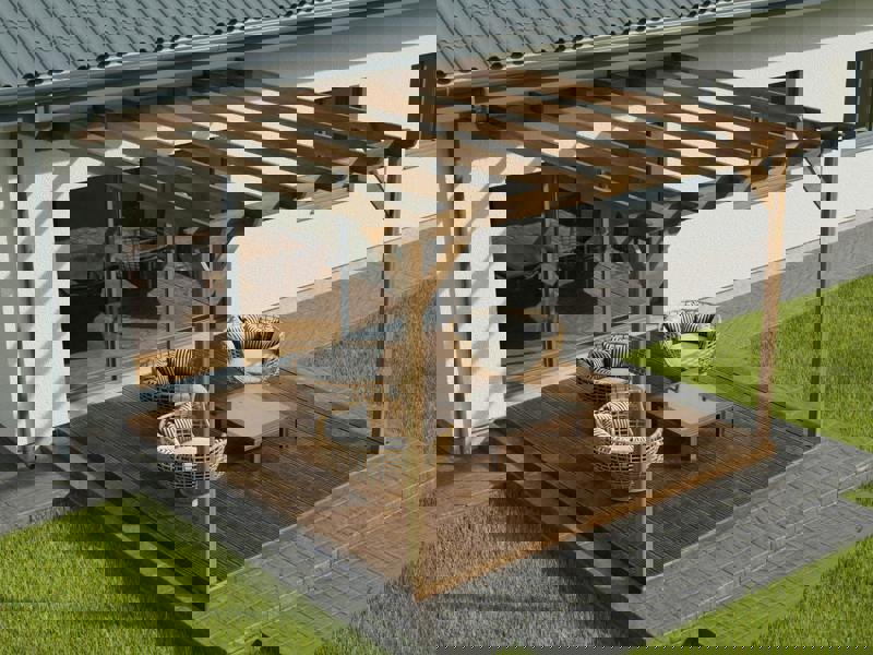 Arbor Garden Solutions Wall Mounted Pergola and Decking Kit Longhorn Design