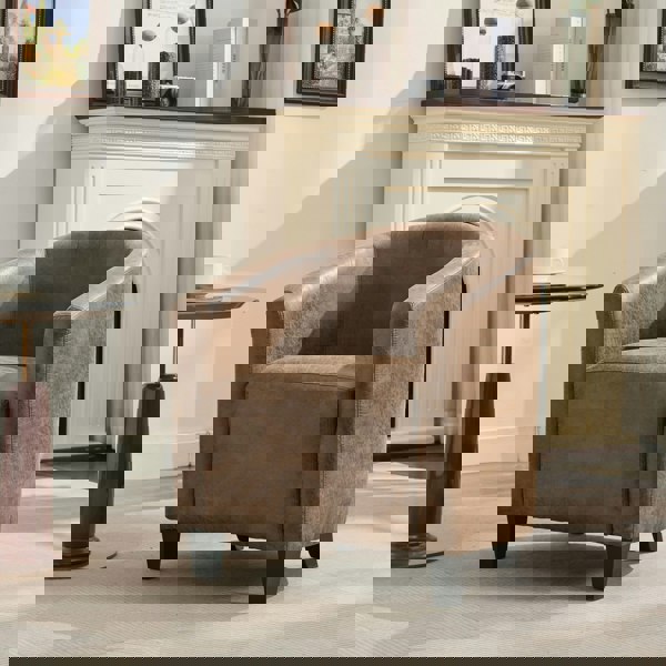 Furniture One Bronzing Fabric Tub Chair, Upholstered Armchair, Padded Barrel Club Chair