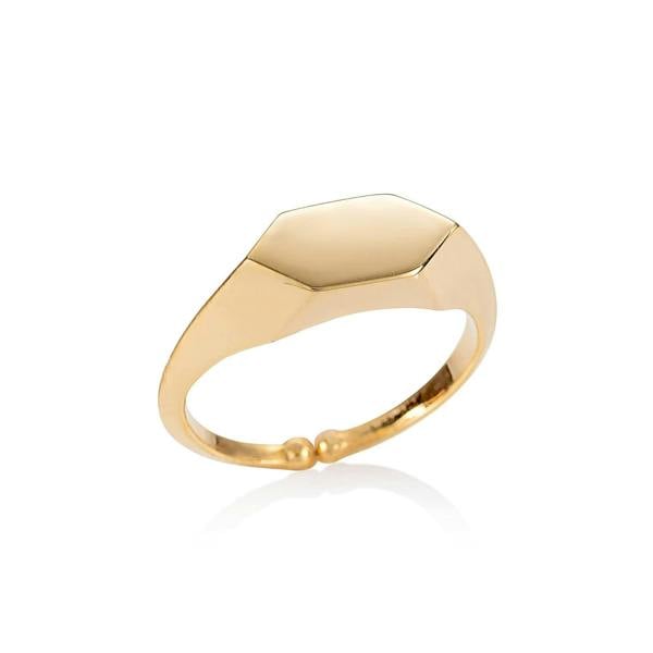 Adjustable Gold Plated Geometric Signet Ring for Women - namana.london