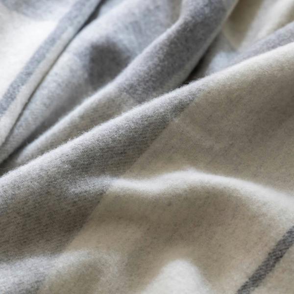 Light Grey Check Pure Wool Throw bedroom detail | Soak and Sleep