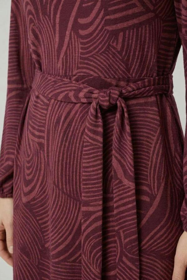 Purple | Abstract Tie Waist A-Line Midi Dress