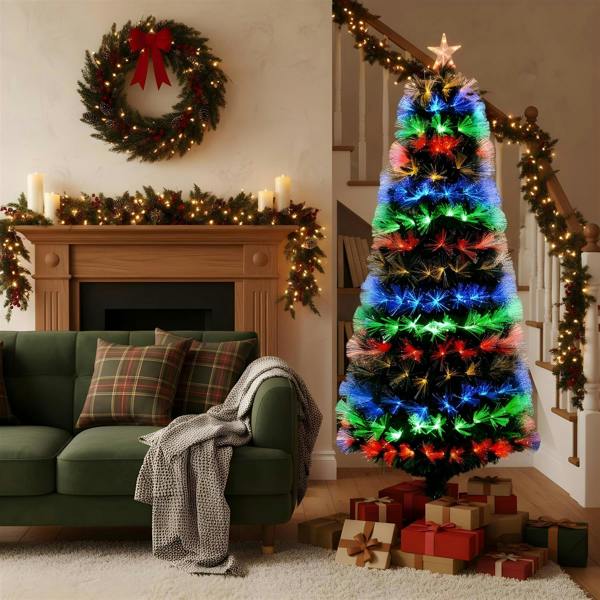 3ft Multicolour Fibre Optic Pre-Lit Christmas Tree with 8 Light Modes and PVC Tips image 4