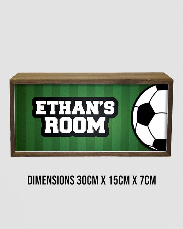 Personalised Football Light Box Sign, LED Sports Fan Room Decor