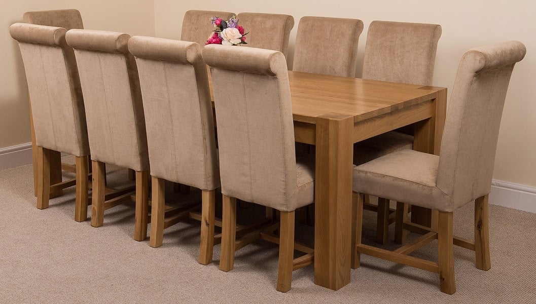 That's Furniture Kuba Extra Large Oak Dining Table with Washington Fabric Chairs