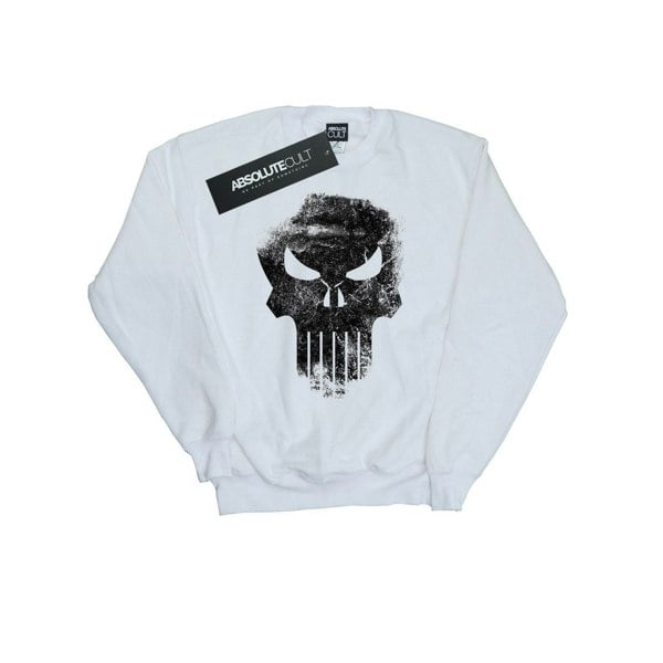 Marvel Mens The Punisher Distrressed Skull Sweatshirt - White