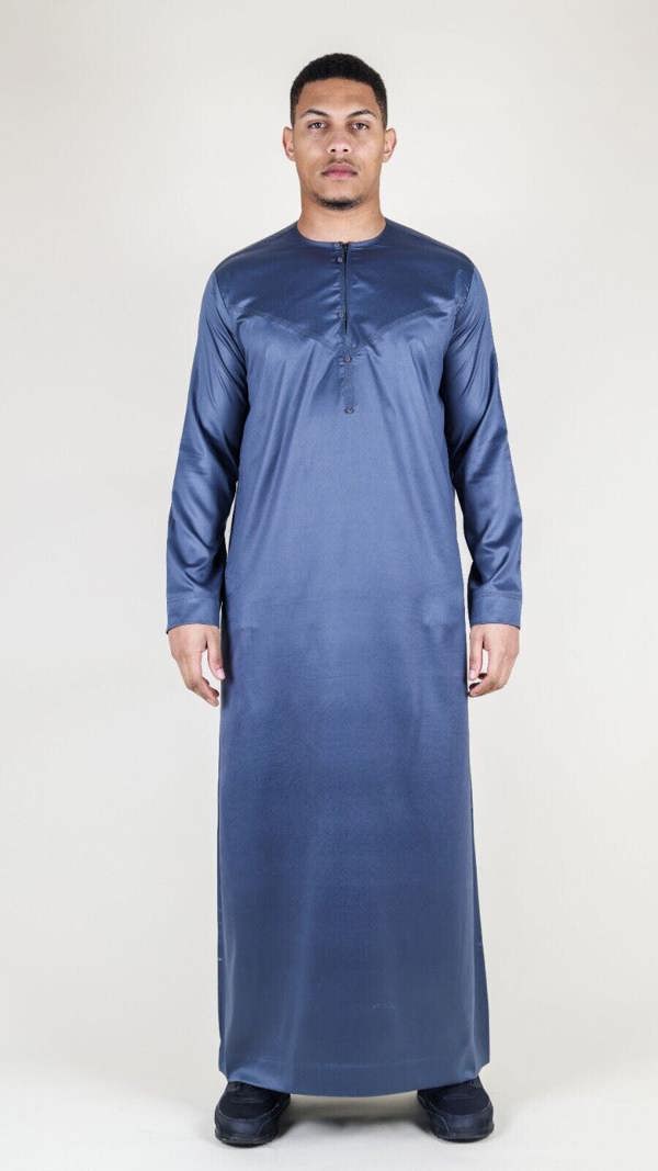 Infinity Leather Men's Thobe Robe Satin Emirati Islamic Jubba Eid Slim Fit