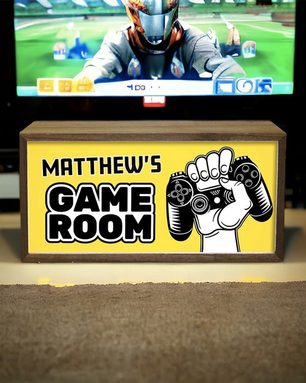 Personalised Light Box Sign for Kids Game Room, Playroom or Den