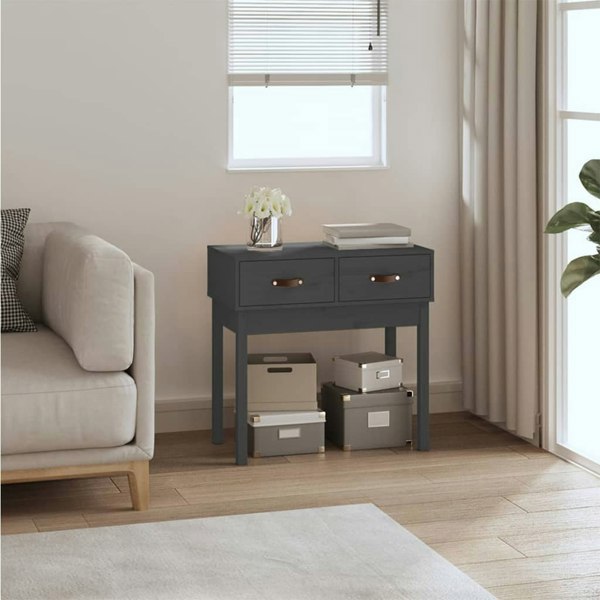 Berkfield Console Table Grey 76.5x40x75 cm Solid Wood Pine