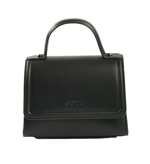 SADDLER  TINA Leather Flapover Handbag - Adjustable Strap, Phone Pocket, Crossbody or Handheld - RFID Protected - Black
