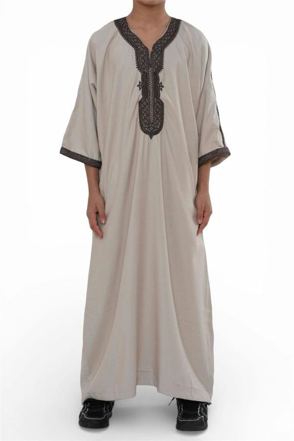 Infinity Leather Kids Boys Moroccan Thobe Robe Djellaba Gandoura Eid Jubba- K-HM66