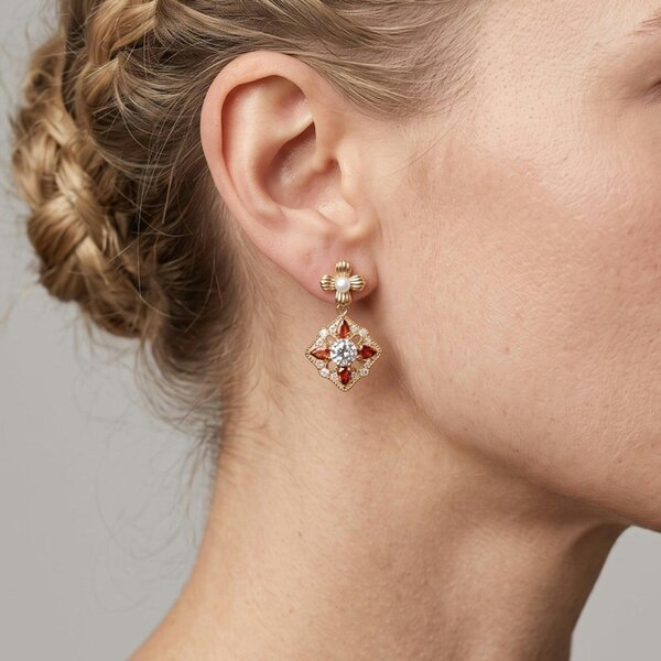 Uchi & Soto Kinmokusei Solid 925 Silver with 18K Gold Vermeil and Pearl Earrings