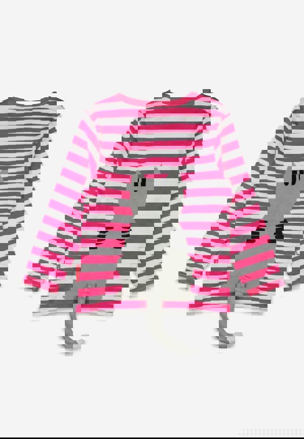 Organic Pink Kitten Applique Long - Sleeved T-Shirt - Toby Tiger