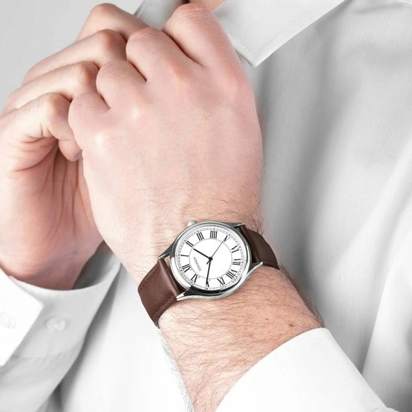 Sekonda Mens Evans Brown Leather Strap Watch 30249