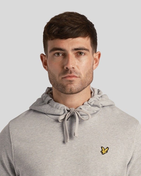 Lyle & Scott Branded Pull-over Hoodie - Light Grey Marl