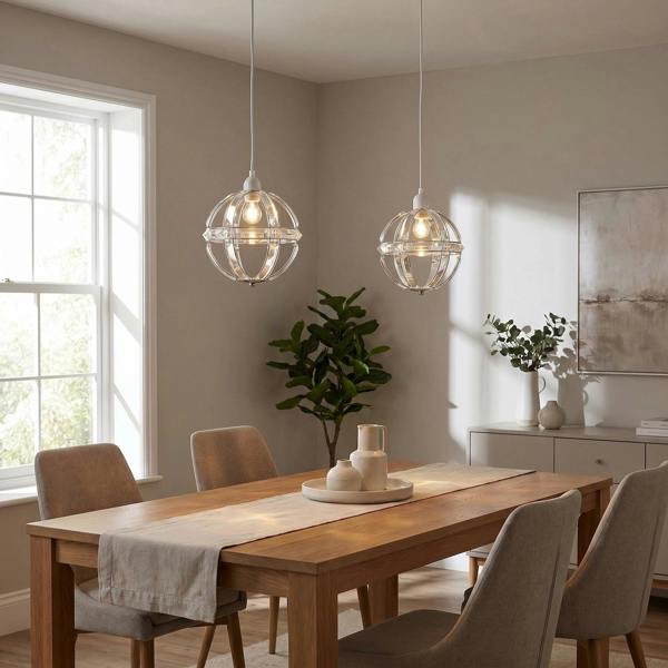 Modern Designer Spherical Chrome and Clear Acrylic Pendant Light Shade Image 6