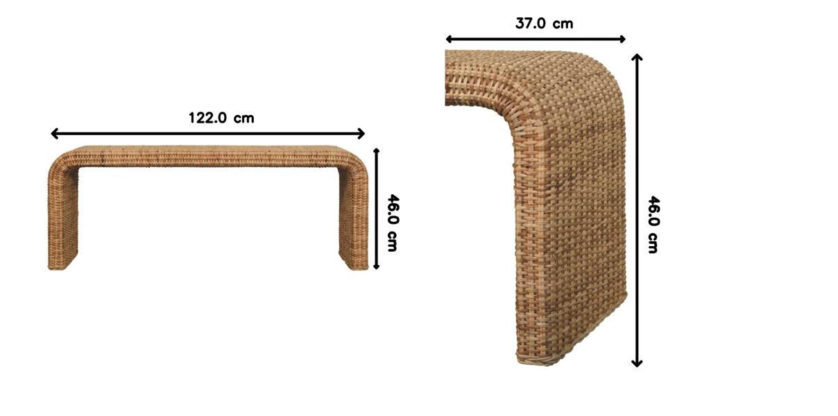 Artisan Furniture Solid Wood Rattan Weave Bench