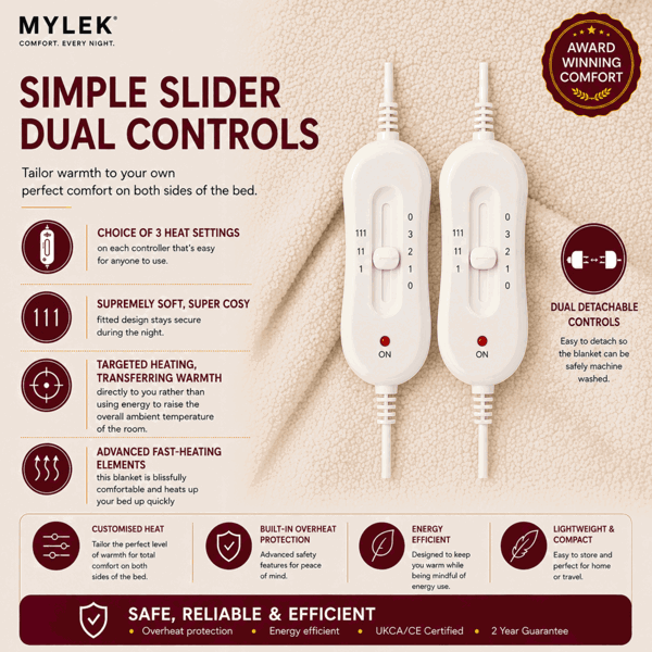 MYLEK Electric Blanket King Size Fully Heated Mattress Cover Underblanket with Elasticated Skirt