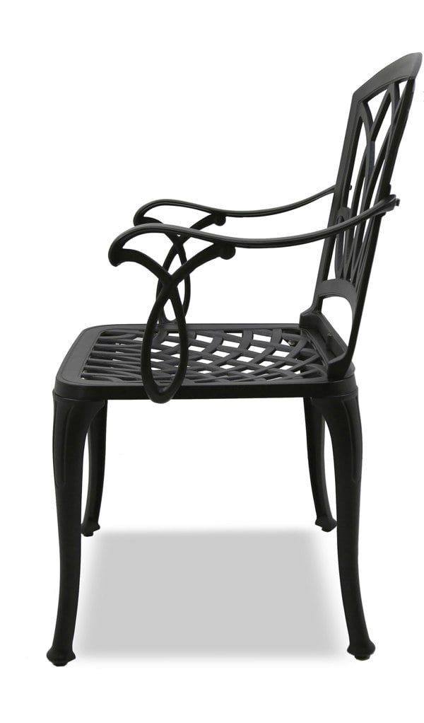 Centurion Supports POSITANO Garden and Patio Table and 2 Chairs Cast Aluminium Bistro Set - Black