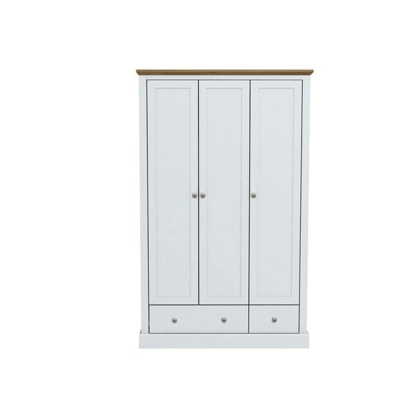 Wyld Haus Ardee White and Natural Oak Wood Sliding Wardrobe 3 Drawers 3 Doors