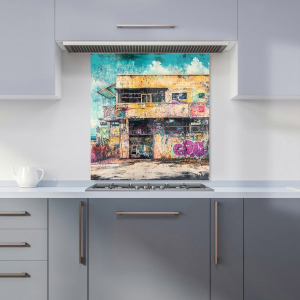 Warren Reed Urban Decay Seaside Graffiti Glass Kitchen Splashback - 00004