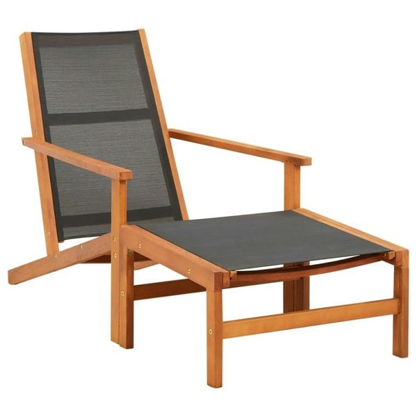 Berkfield Garden Chair with Footrest Solid Eucalyptus Wood and Textilene