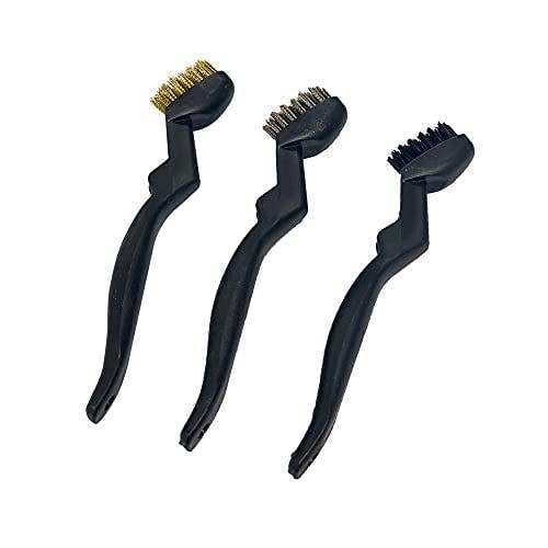 KAV 3 Pieces Sets Stainless Steel Nylon Wire Durable Brush Cleaning Paint Metal Rust Remover Brushes, for Cleaning Welding Slag and Rust, BBQ Grill