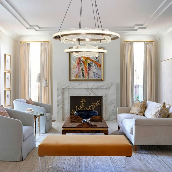 Lightsin Modern Ceiling Pendant Light with Aluminum and Acrylic Design Lightsin UK Double Ring 