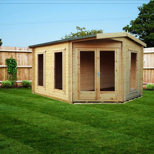 Shire 10x14 Lambridge Corner log cabin 28mm logs - Best Shed
