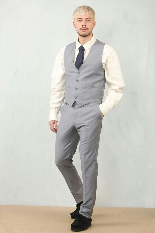 Infinity Leather Men's Grey 3 Piece Formal Classic Prom Suit Workwear