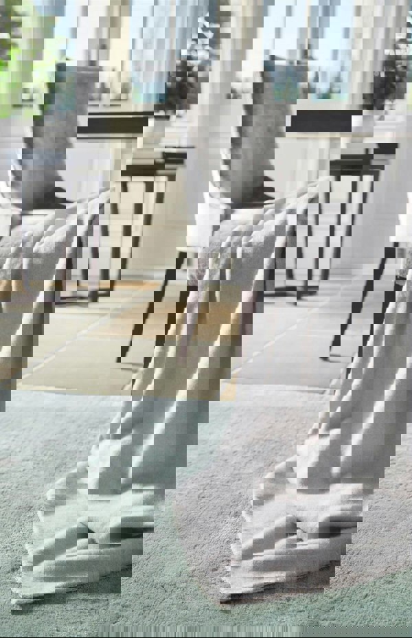 Hush Solid Aqua Luxury Rug | Handcrafted Wool-Viscose Blend