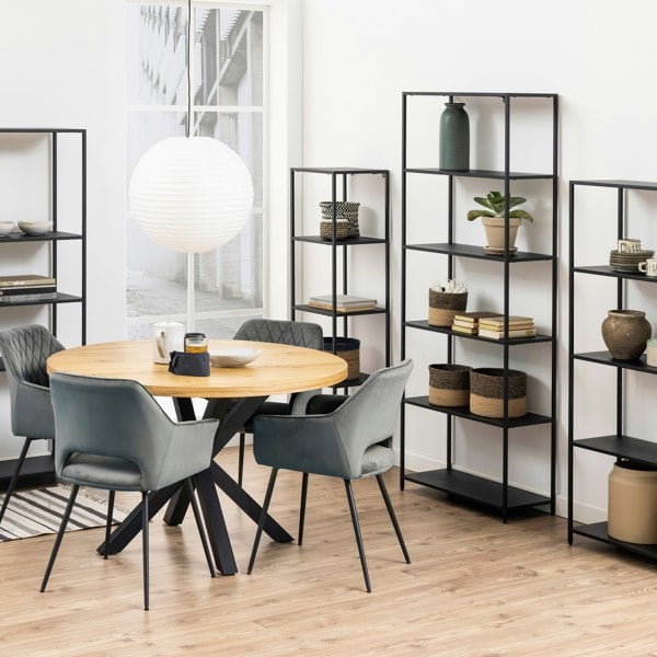 Furniture To Go Newcastle Tall Bookcase with 5 Shelves in Matt Black