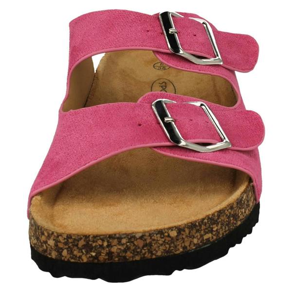 Spot On Ladies Spot On Double Buckle Detailed Mule Sandals F00412