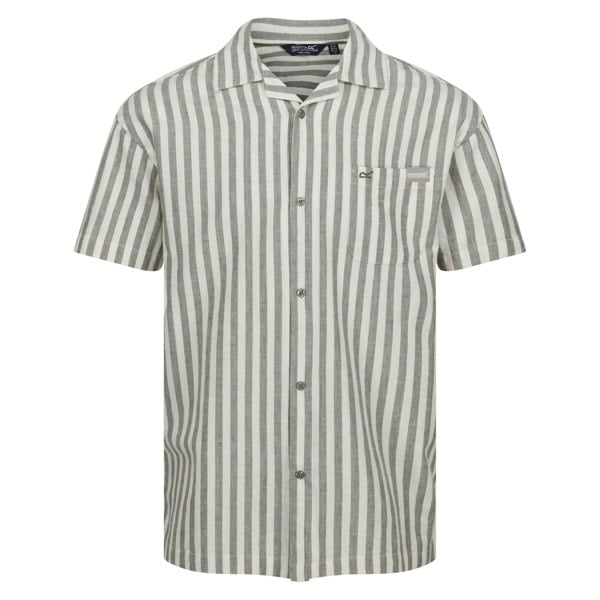 Regatta Mens Shorebay II Stripe Short-Sleeved Shirt - Fauna/Antique White