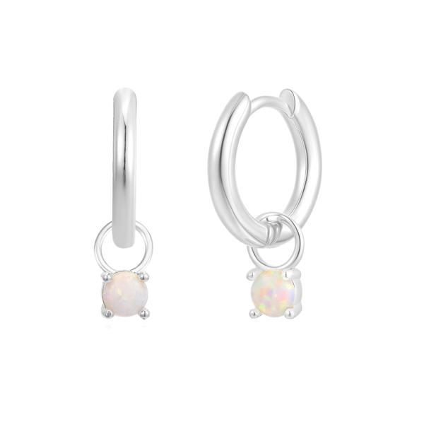 Gold Trip October Huggie Hoop Birthstone Charm Earrings