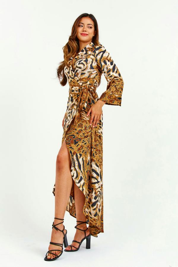 LuvForever Leopard Print Hi-Lo Wrap Dress