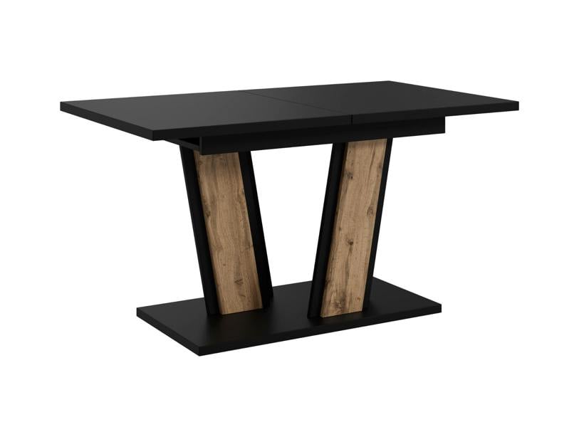 PHD Furniture MUSS Extendable Dining Table 120–160cm – Black & Wotan Oak Effect