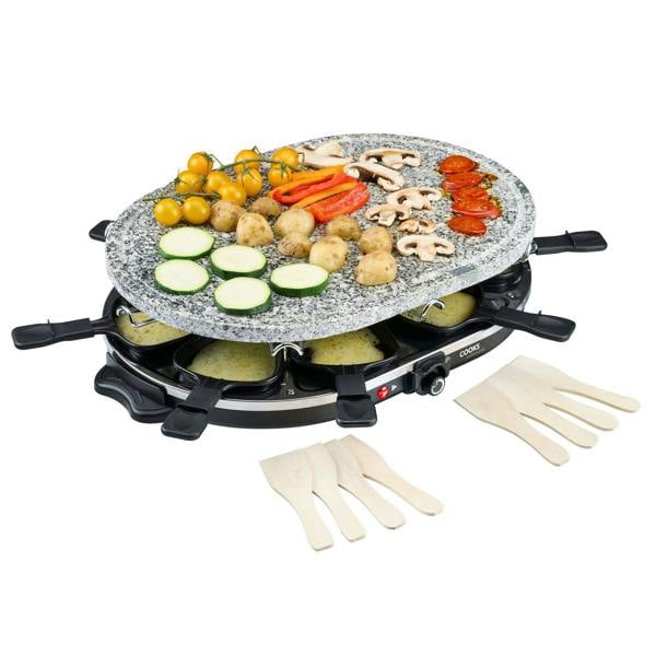 Cooks Professional Electric Raclette Grill with Natural Stone Plate | 8 Person
