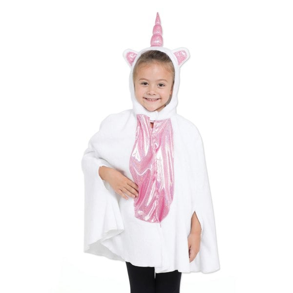 Bristol Novelty Girls Unicorn Hooded Poncho - White/Pink