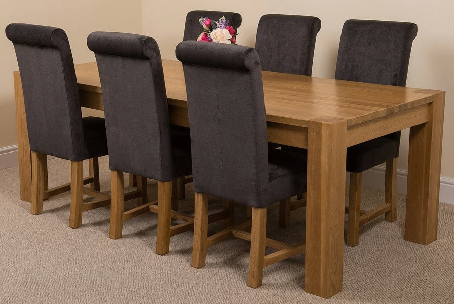 That's Furniture Kuba Extra Large Oak Dining Table with Washington Fabric Chairs