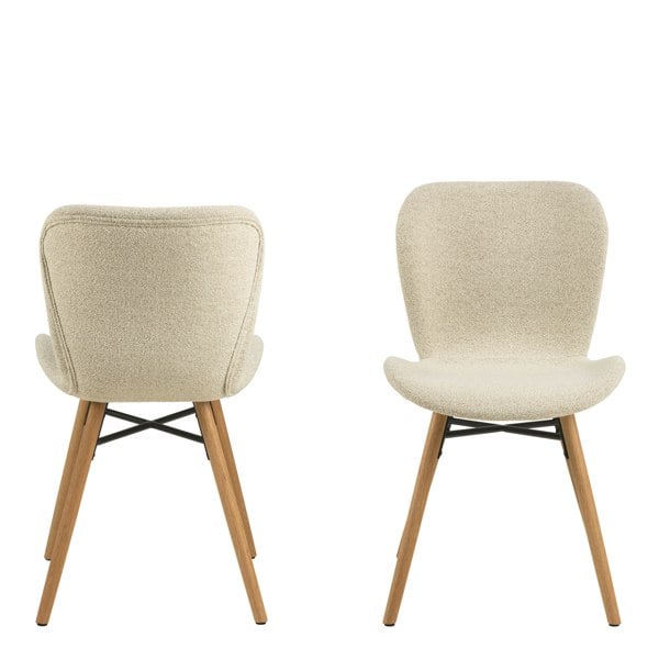 Furniture To Go Batilda Dining Chairs with Cream Fabric and Oak Set of 2