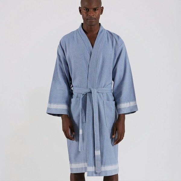 Cotton and Olive Tuana Cotton Hammam Unisex Robe, Smoke | SECONDS