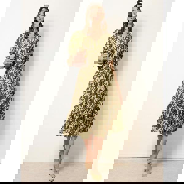 Blue Vanilla Coconut Button Belted Midi Dress