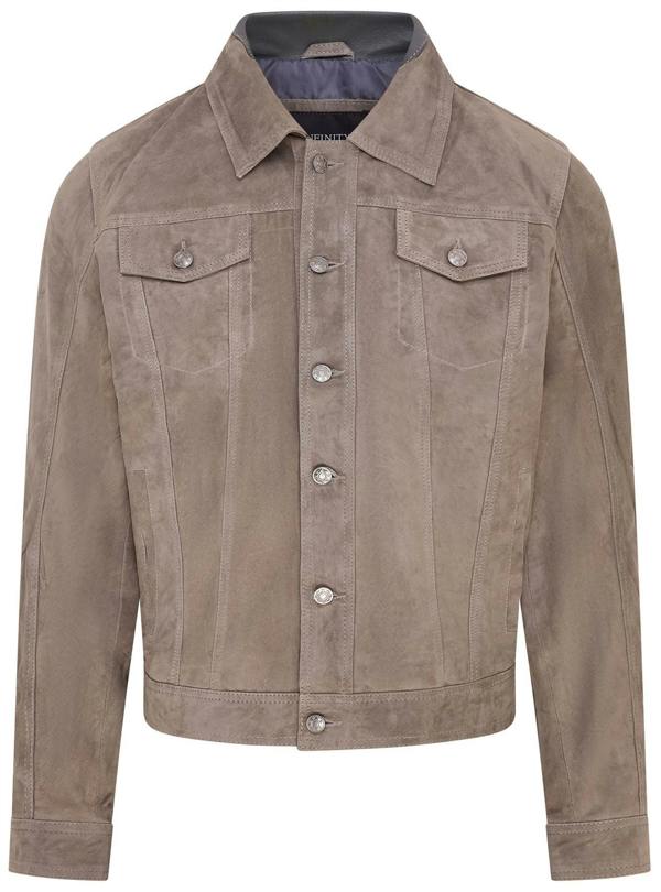 Infinity Leather Mens Goat Suede Leather Jeans Jacket- Nurmes