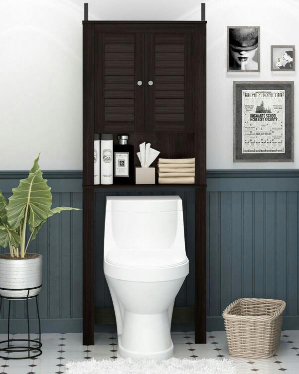 WALPLUS Indo Louver Door Bath Cabinet, Espresso | Luxury Wall Decor for Living Room & Bedroom