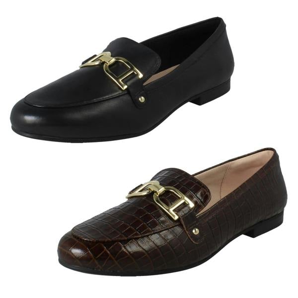 Clarks Ladies Clarks Leather Loafers Tamna Trim