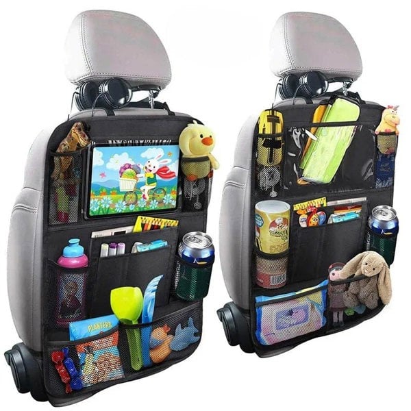 anycoplus Anypack Car Back Seat Organizer 2pc with Touch Screen Tablet Holder Kick Mats with Pocket for Toys