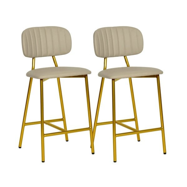 Furniture Edit Ariana Nude Performance Vegan Leather Counter Stool - Set of 2