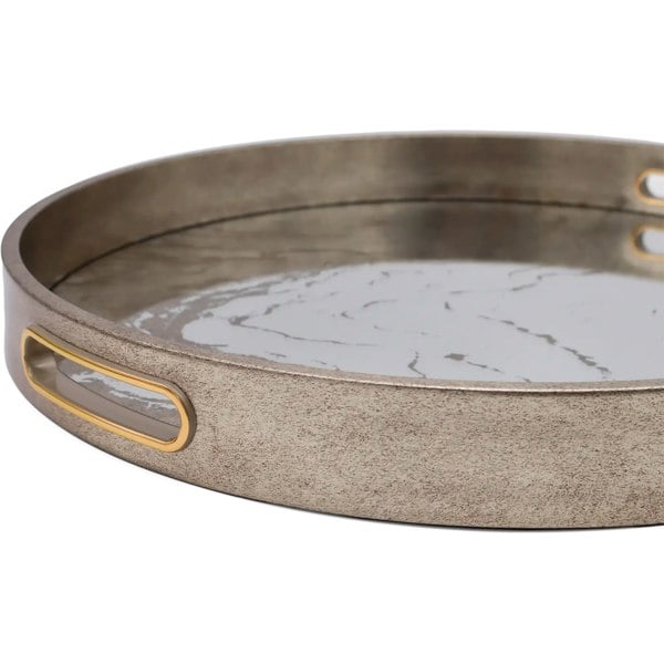 Maison des Cadeaux Round Marbling Decorative Coffee Table Tray